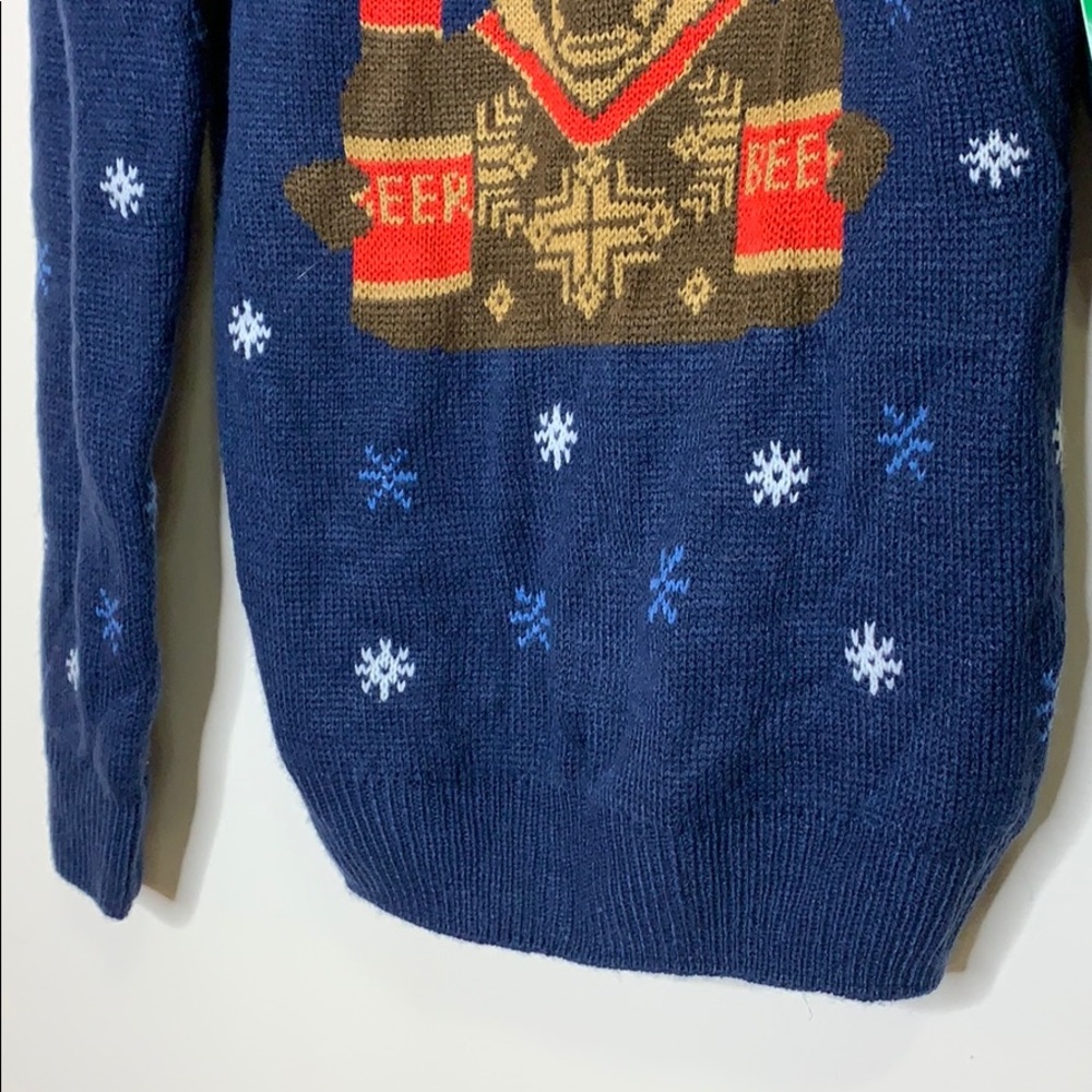 Kohl’s | Christmas Sweater Navy Blue Deer Two Beers Holiday Sweater Unisex NWT S - Picture 5 of 10